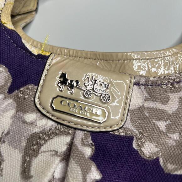 Coach Madison Maggie Navy Floral Tote Handbag M1220-23351 Pre-Owned Free Ship - Picture 7 of 10